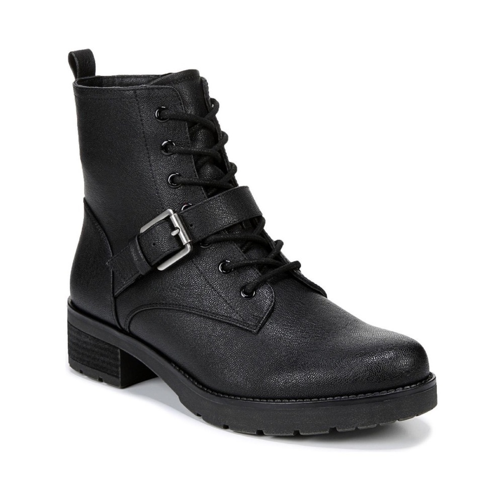 SOUL NATURALIZER | NWOT Faux Leather Block Heel Combat Lace-up Buckle Boots 6.5